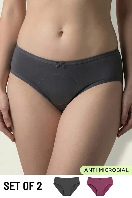 Buy Zivame Medium Rise Full Coverage Hipster Period Panty (Pack of 2) - Multicolor